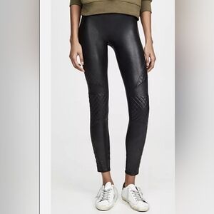 Spanx Black Faux Leather Moto Leggings, Size Small